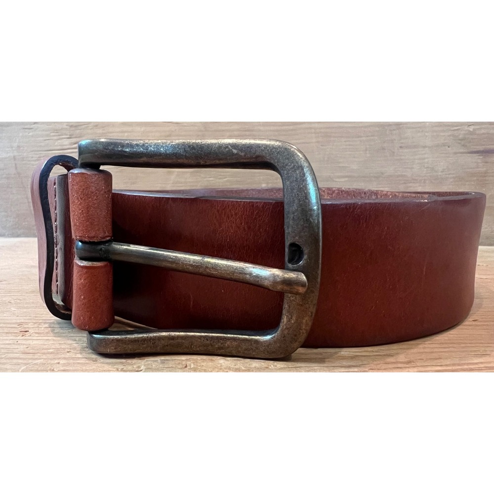 Fabio Corti Mens Cognac Brown Genuine Leather Belt Made in Italy Size 36 90cm